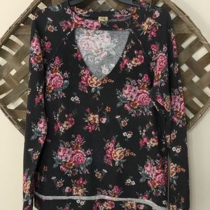 Floral Print Cutout Sweatshirt